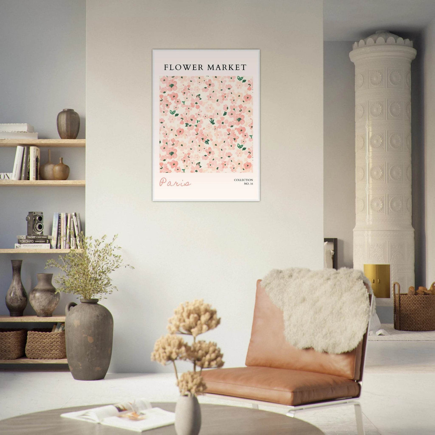 Paris Flower Market Framed Poster – Blush Floral Art Print | Ready-to-Hang Wall Decor in Multiple Sizes & Frame Finishes - Vibrantwalls
