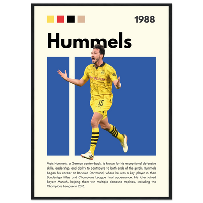 Mats Hummels Borussia Dortmund Framed Poster – Modern Football Art Print A1 (59.4 x 84.1 cm) Black frame Vibrantwalls