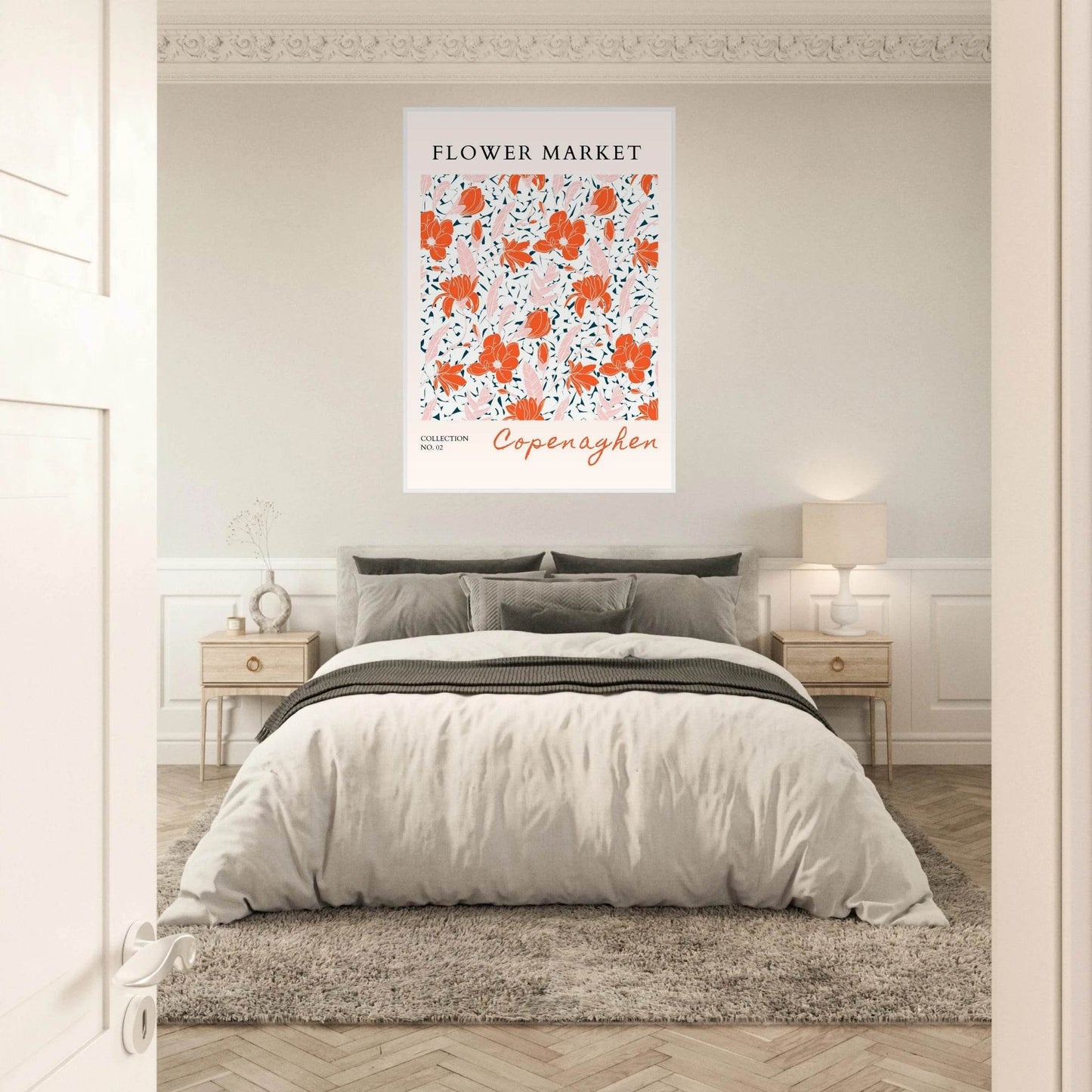 Copenhagen Flower Market Framed Poster – Vibrant Floral Art Print in Coral & Pink | Ready-to-Hang Wall Decor - Vibrantwalls