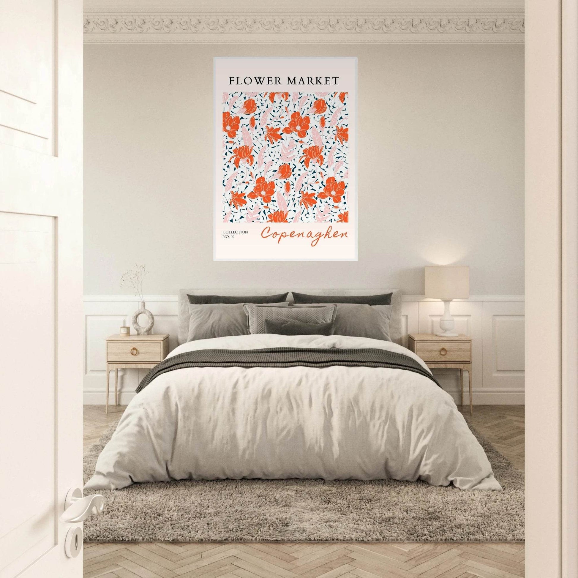 Copenhagen Flower Market Framed Poster – Vibrant Floral Art Print in Coral & Pink | Ready-to-Hang Wall Decor - Vibrantwalls