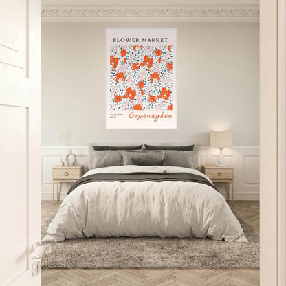 Copenhagen Flower Market Framed Poster – Vibrant Floral Art Print in Coral & Pink | Ready-to-Hang Wall Decor - Vibrantwalls