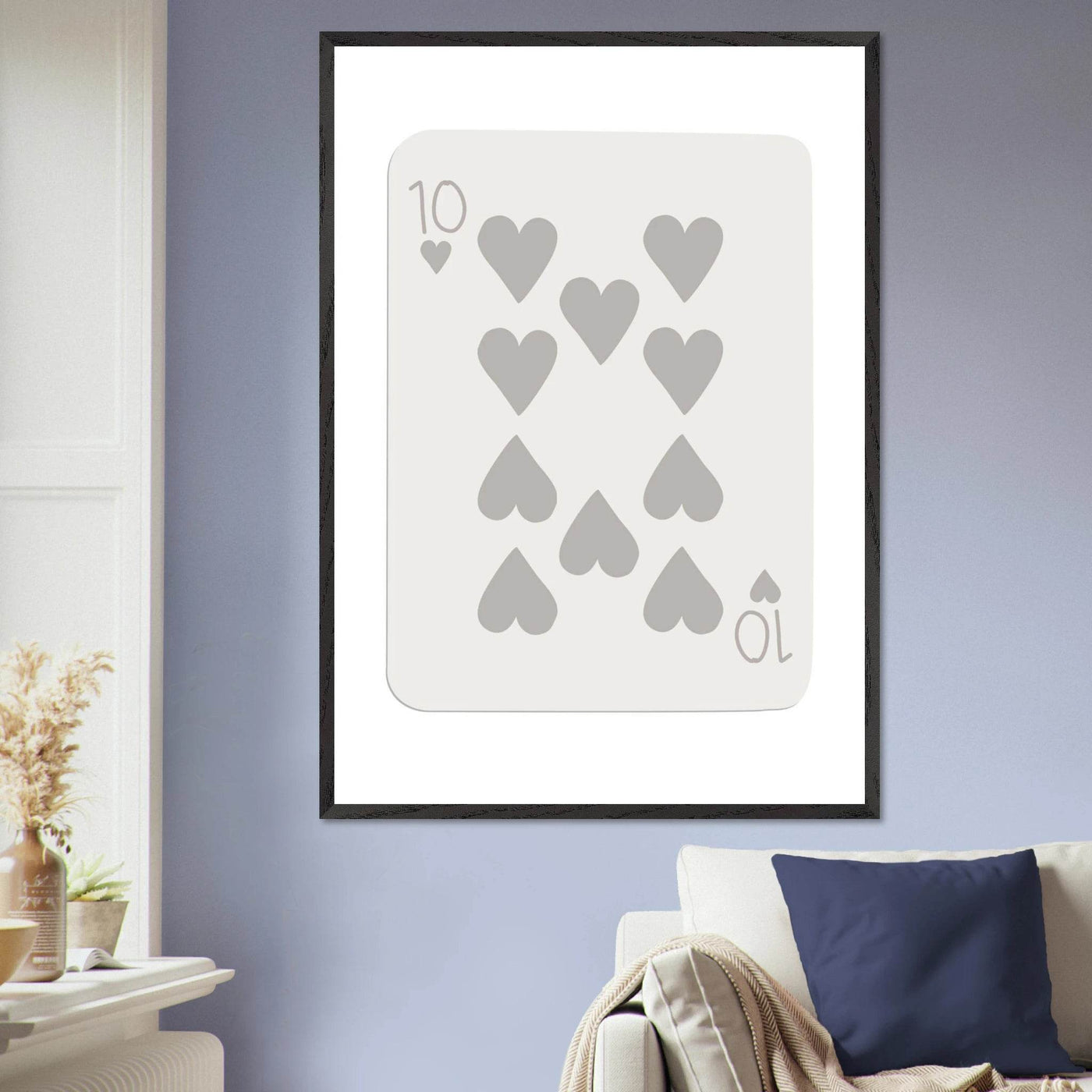 Minimalist Ten of Hearts Playing Card Print - Framed Poster Art, Eco-Friendly Wood Frame in Your Choice of Size & Finish - Vibrantwalls