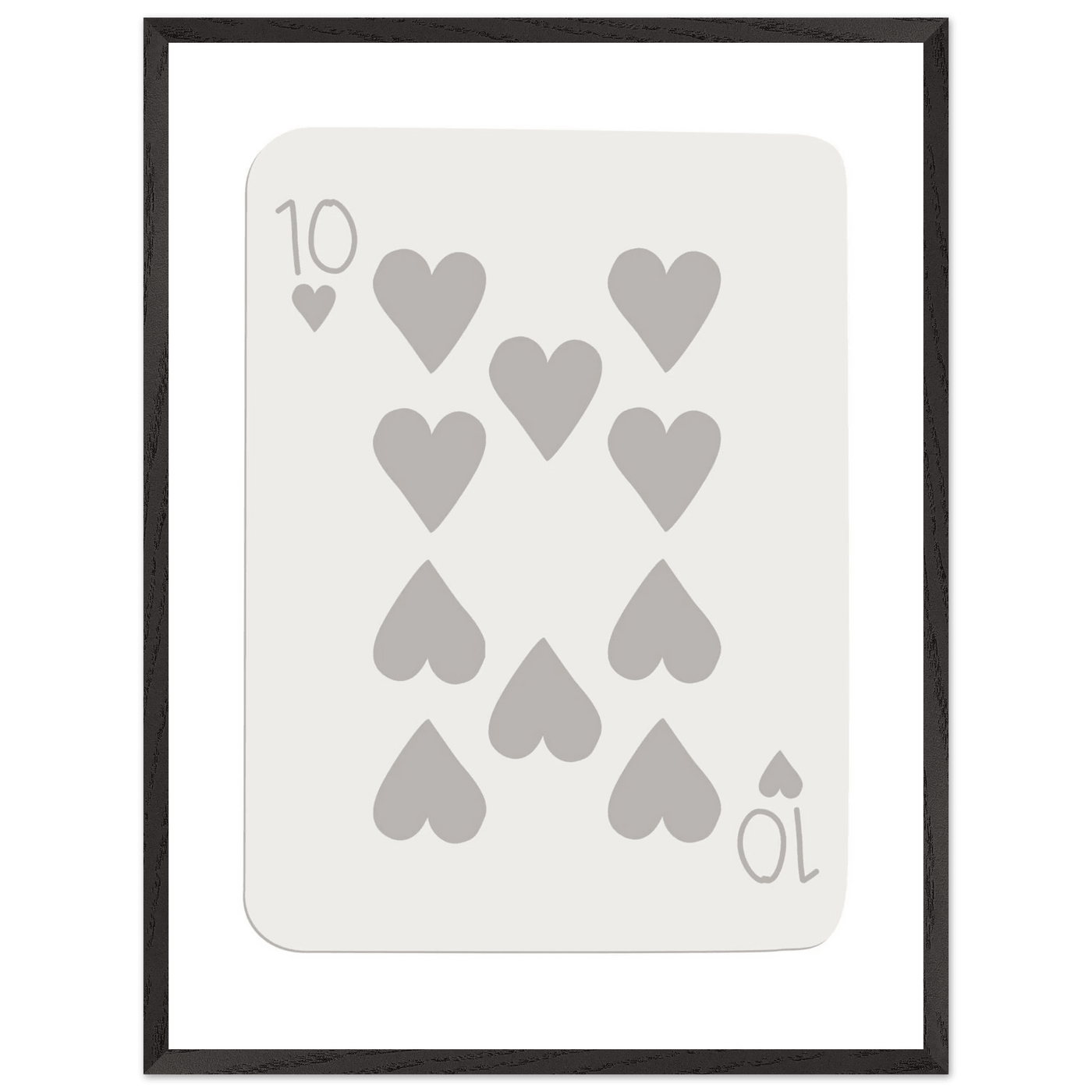 Minimalist Ten of Hearts Playing Card Print - Framed Poster Art, Eco-Friendly Wood Frame in Your Choice of Size & Finish - Vibrantwalls