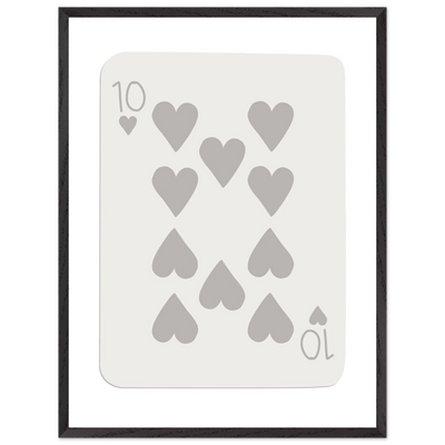 Minimalist Ten of Hearts Playing Card Print - Framed Poster Art, Eco-Friendly Wood Frame in Your Choice of Size & Finish - Vibrantwalls