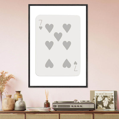 Minimalist Poker Card Print - Seven of Hearts - Mounted Eco-Friendly Framed Art, Custom Sizes & Finishes - Vibrantwalls