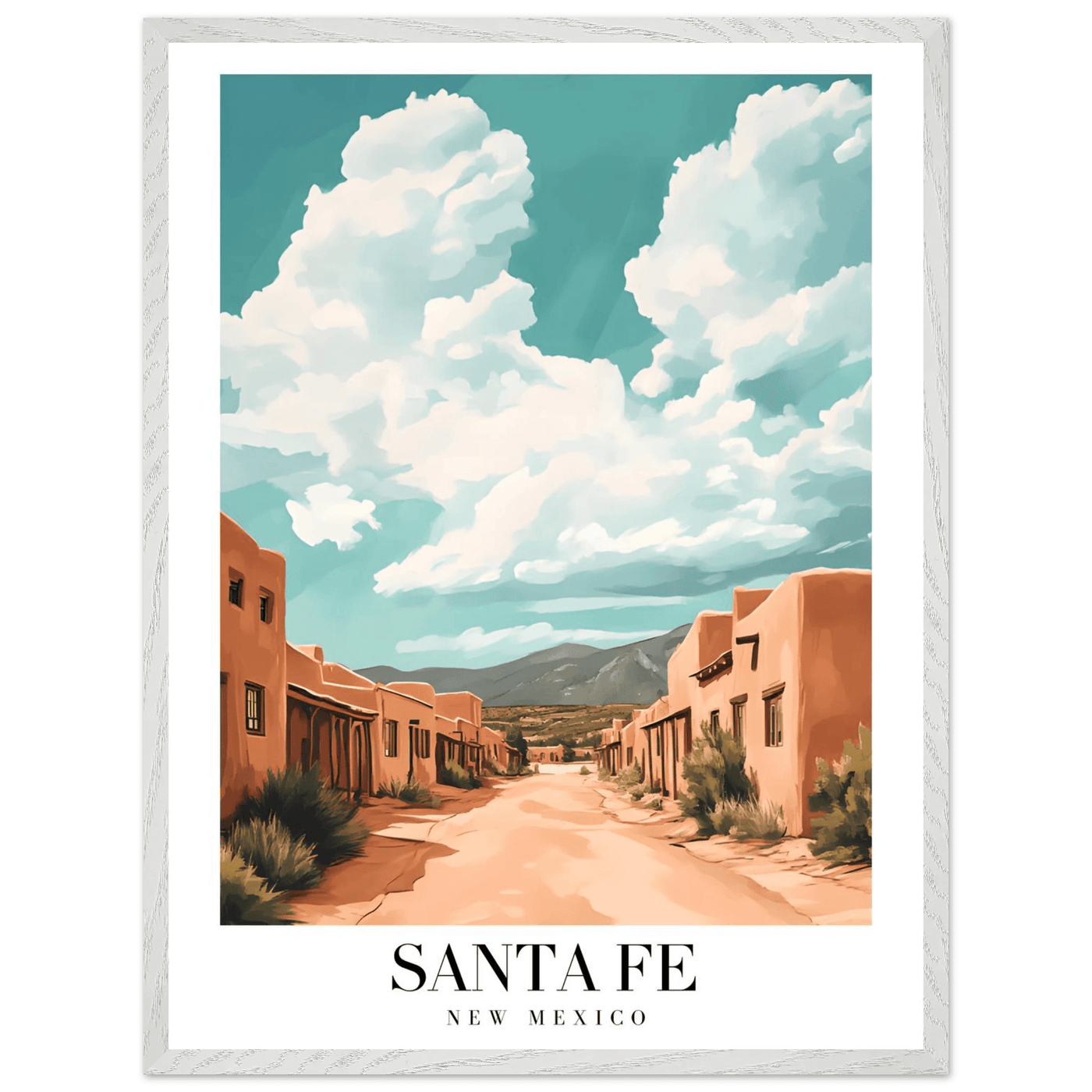 Santa Fe New Mexico Framed Poster – Vintage Southwest Wall Art with Wooden Frame - Vibrantwalls