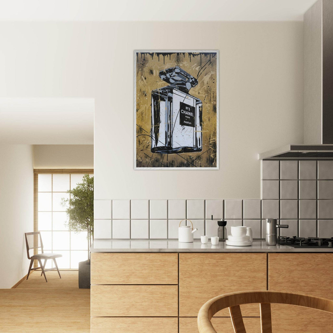 Abstract Chanel N°5 Art Print - Luxury Perfume Wall Art in Premium Mounted Frame - Vibrantwalls