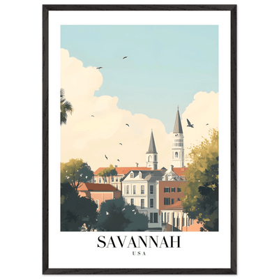 Savannah USA Framed Poster – Charming Cityscape Art with Wooden Frame - Vibrantwalls