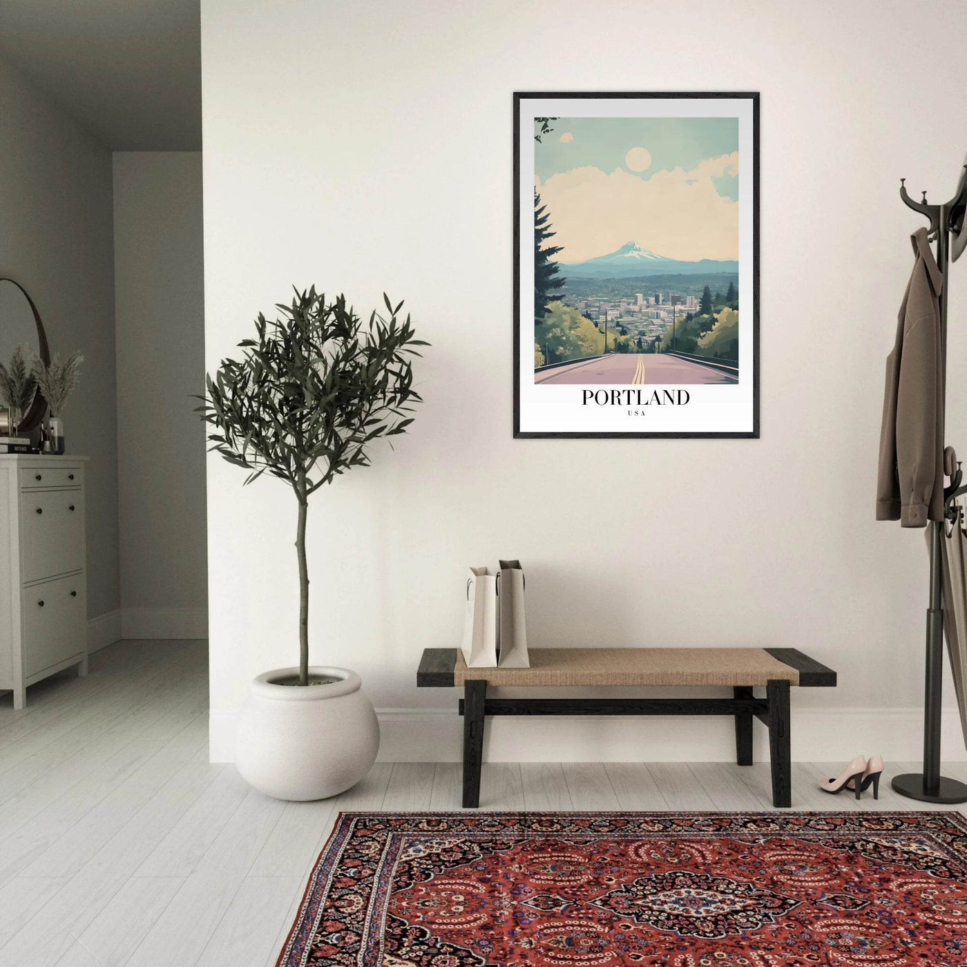 Portland Oregon Framed Poster – Mid-Century Modern Travel Art with Your Choice of Frame - Vibrantwalls