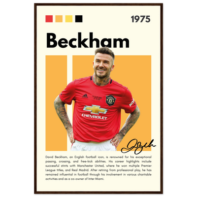 David Beckham Manchester United Soccer Framed Poster 60x90 cm 24x36″ Dark wood frame Vibrantwalls