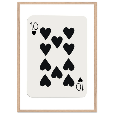 Minimalist Ten of Hearts Poker Card Print - Mounted Framed Poster Art, Eco-Friendly Wood Frame - Vibrantwalls