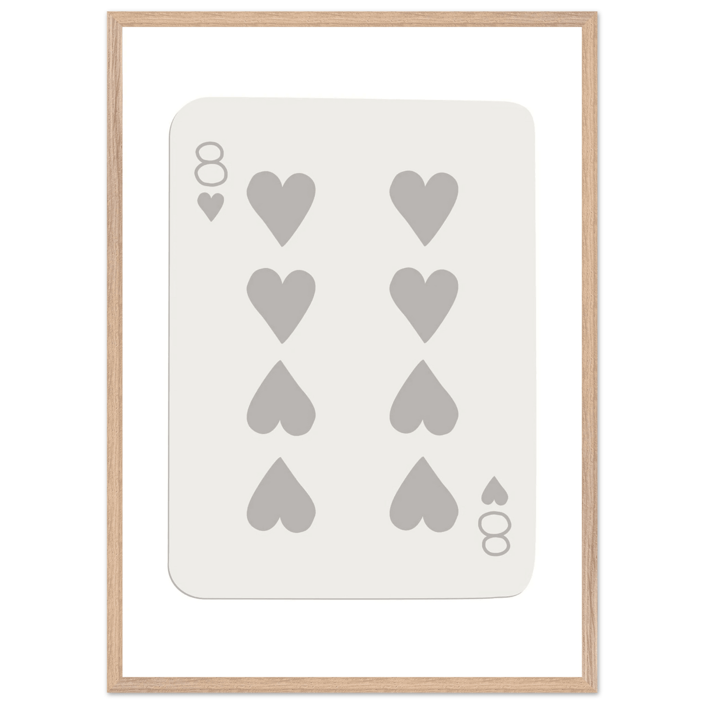 Minimalist Eight of Hearts Poker Card Print - Mounted Framed Eco-Friendly Wood Art - Vibrantwalls