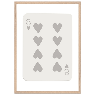 Minimalist Eight of Hearts Poker Card Print - Mounted Framed Eco-Friendly Wood Art - Vibrantwalls
