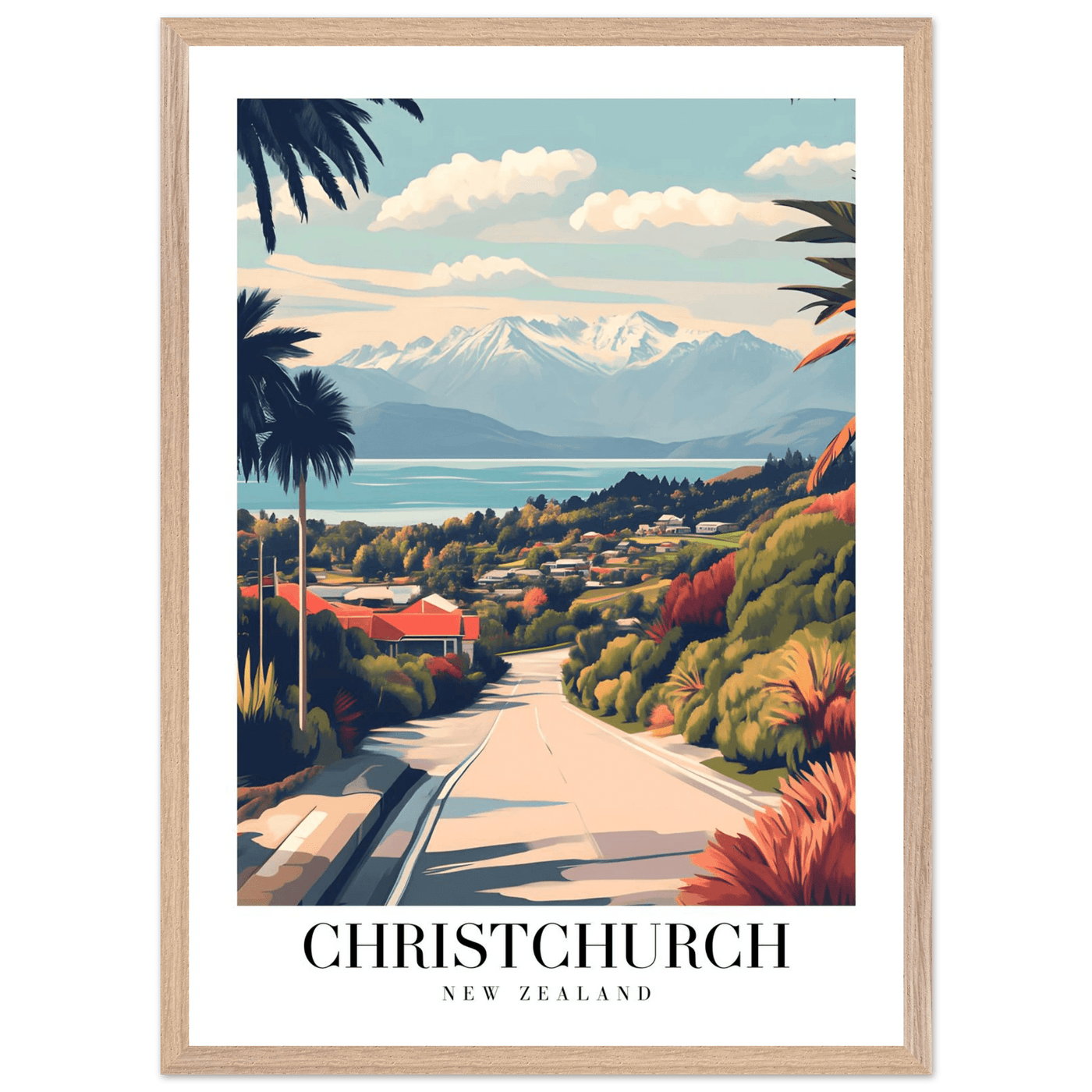 Christchurch New Zealand Framed Poster – Vintage Travel Wall Art with Wooden Frame - Vibrantwalls