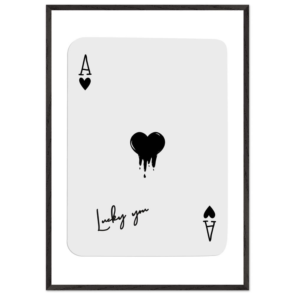 Lucky Ace of Hearts Dripping Art Print - Framed Poster, Modern Poker Card Decor, Eco-Friendly Wood Frame - Vibrantwalls