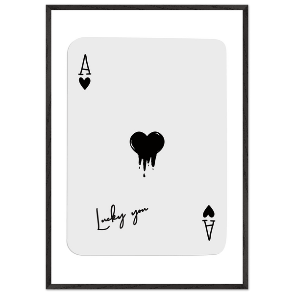 Lucky Ace of Hearts Dripping Art Print - Framed Poster, Modern Poker Card Decor, Eco-Friendly Wood Frame - Vibrantwalls
