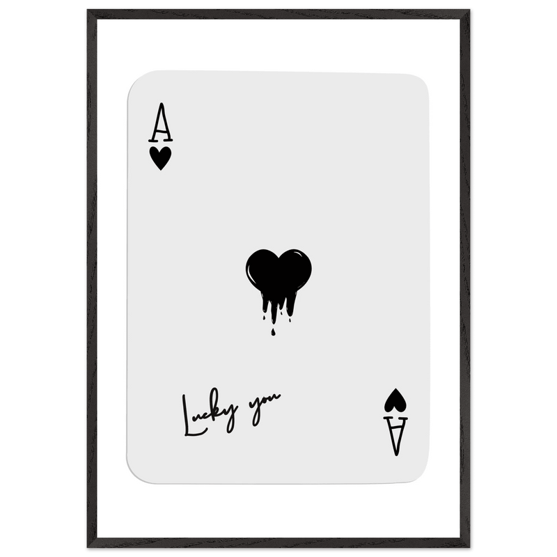 Lucky Ace of Hearts Dripping Art Print - Framed Poster, Modern Poker Card Decor, Eco-Friendly Wood Frame - Vibrantwalls