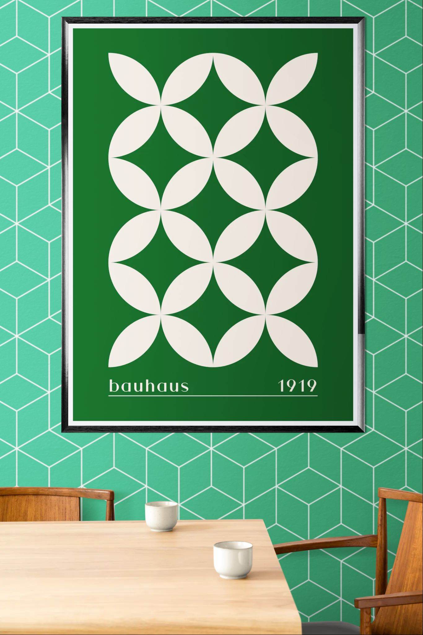 Bauhaus 1919 Green & Beige - Vibrantwalls