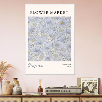 Capri Flower Market Framed Poster – Serene Floral Art Print in Cool Tones | Ready-to-Hang Wall Decor - Vibrantwalls