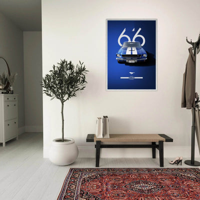 1966 Shelby GT.350 Fastback Framed Poster - Iconic Blue & White Design | Ready-to-Hang Wall Art - Vibrantwalls