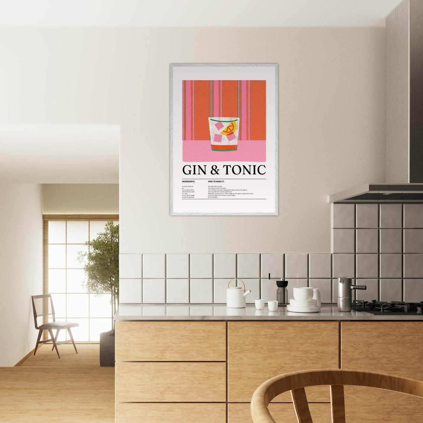 Gin Tonic Cocktail Recipe Minimalist Design Print - Vibrantwalls