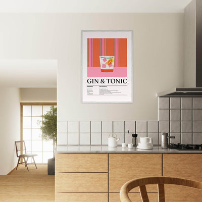 Gin Tonic Cocktail Recipe Minimalist Design Print - Vibrantwalls