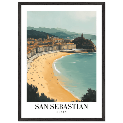 San Sebastian Spain Framed Poster – Vintage Coastal Travel Wall Art with Wooden Frame - Vibrantwalls