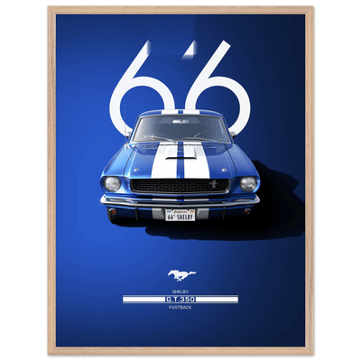 1966 Shelby GT.350 Fastback Framed Poster - Iconic Blue & White Design | Ready-to-Hang Wall Art - Vibrantwalls