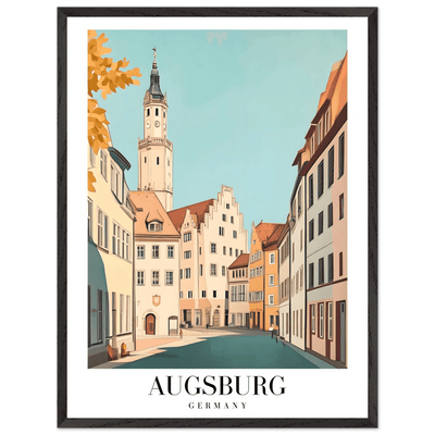 Augsburg Germany Framed Poster – Vintage European Cityscape Wall Art with Wooden Frame in Various Sizes - Vibrantwalls