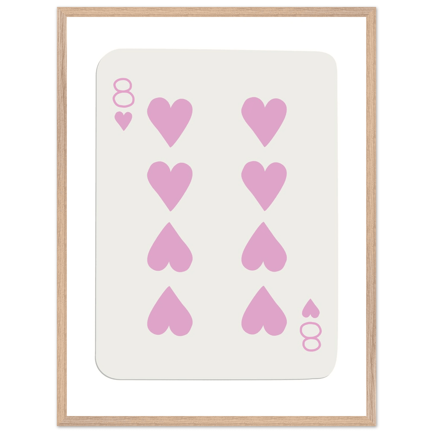 Minimalist Eight of Hearts Poker Card Print - Mounted Framed Art in Eco-Friendly Wood Frame - Vibrantwalls