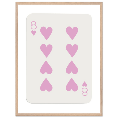 Minimalist Eight of Hearts Poker Card Print - Mounted Framed Art in Eco-Friendly Wood Frame - Vibrantwalls