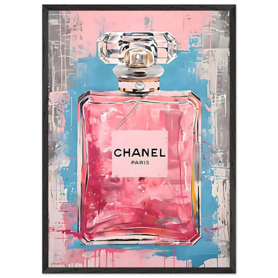 Coco Mademoiselle Chanel Art Print - Pink & Blue Pop Art Style Framed Poster - Vibrantwalls