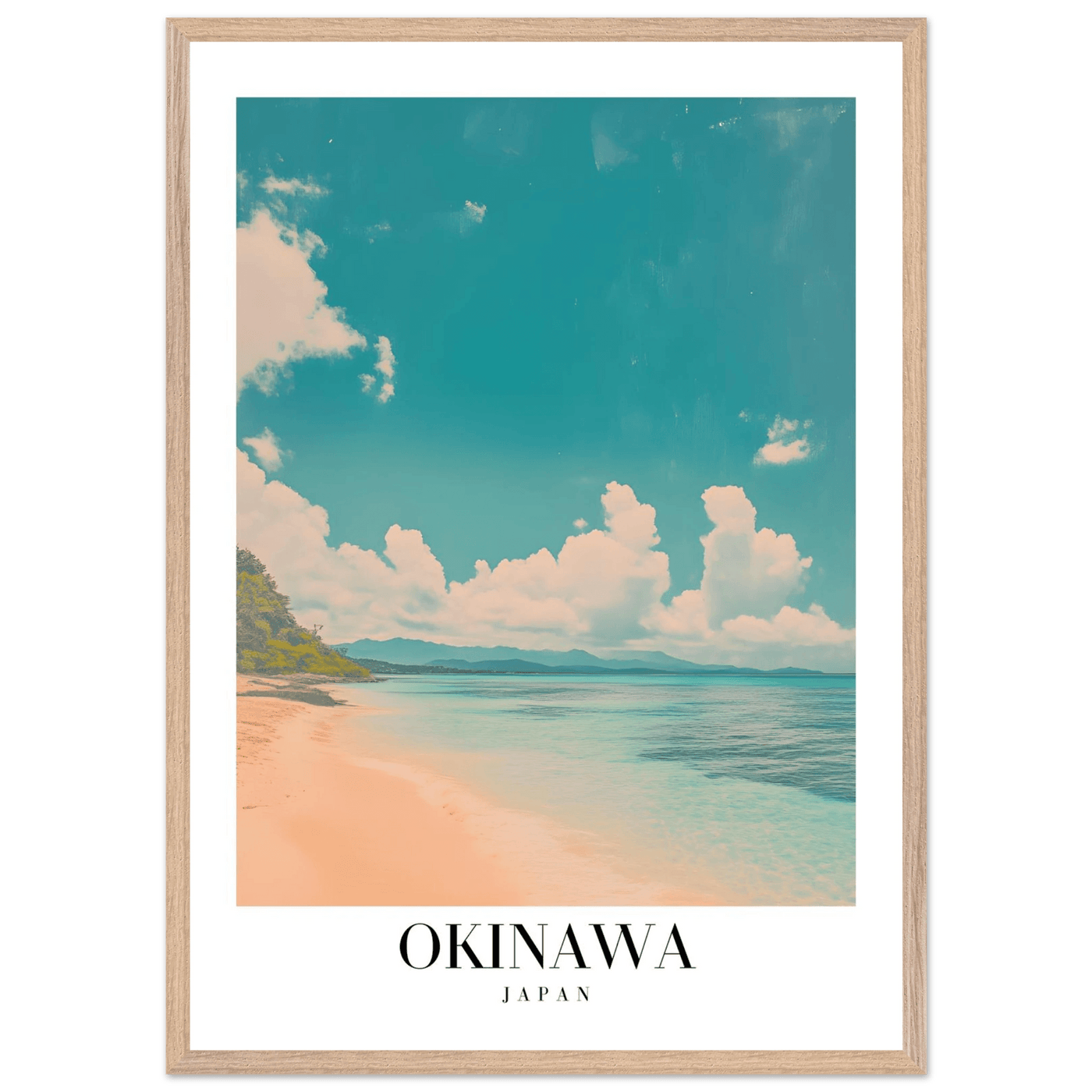 Okinawa Japan Framed Poster – Vintage Beach Travel Wall Art with Wooden Frame - Vibrantwalls