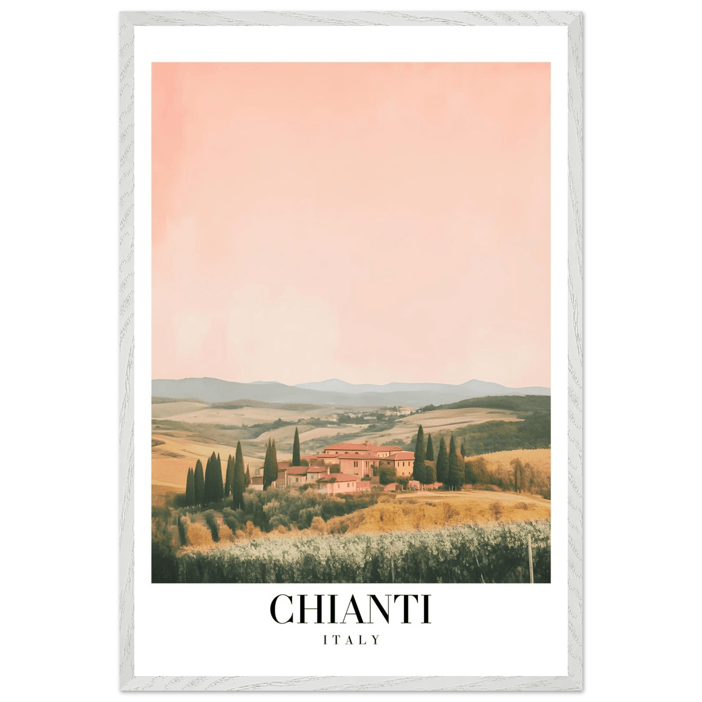 Chianti, Italy Framed Poster – Vintage Tuscan Countryside Wall Art with Customizable Wooden Frame - Vibrantwalls