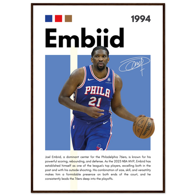 Joel Embiid The Process 76ers Framed Poster 70x100 cm 28x40″ Dark wood frame Vibrantwalls