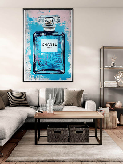 Abstract Chanel No. 5 Art Print in Mounted Frame - Iconic Glamour for Modern Decor - Vibrantwalls
