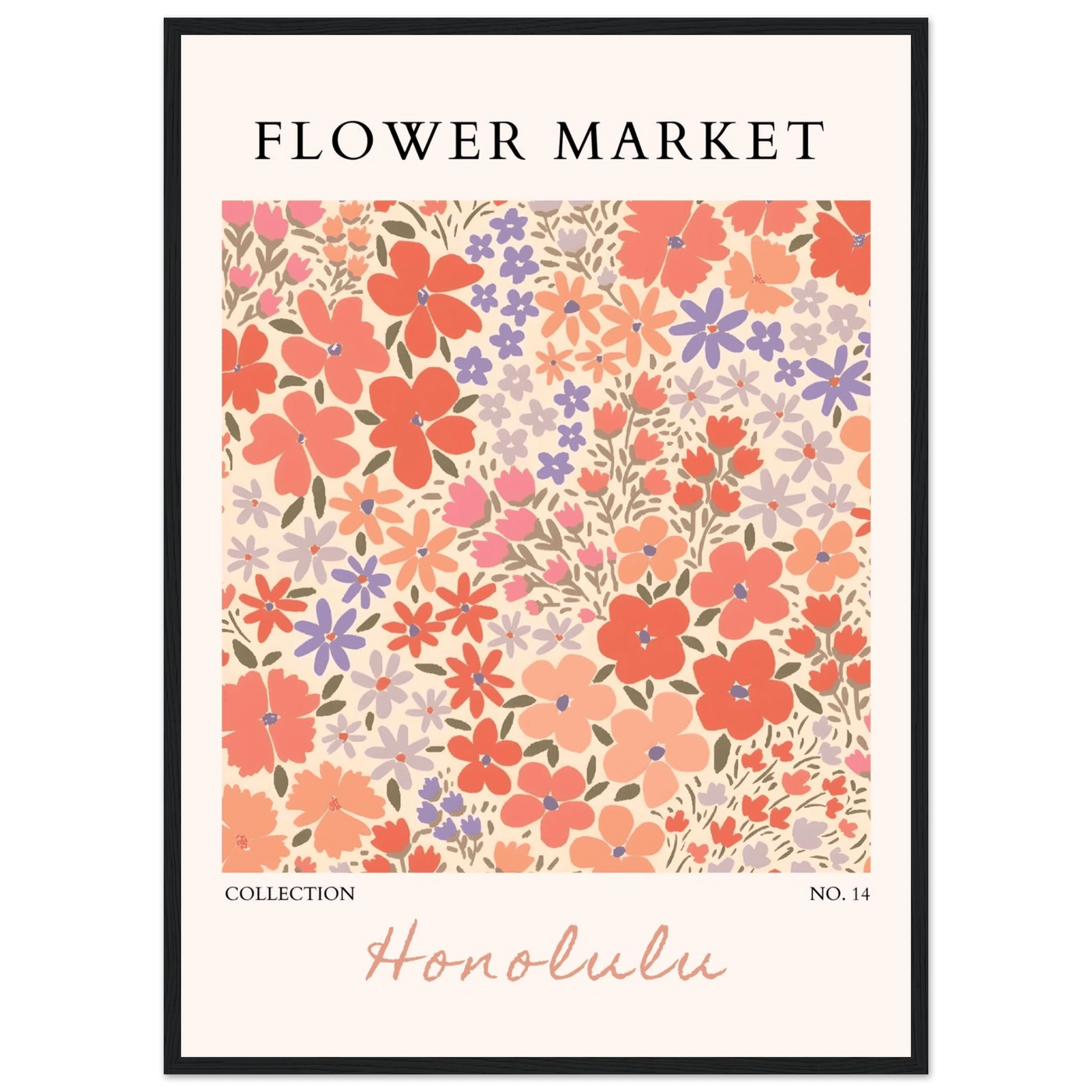 Flower Market Honolulu Framed Poster – Vibrant Floral Art Print | Ready-to-Hang Wall Decor - Vibrantwalls