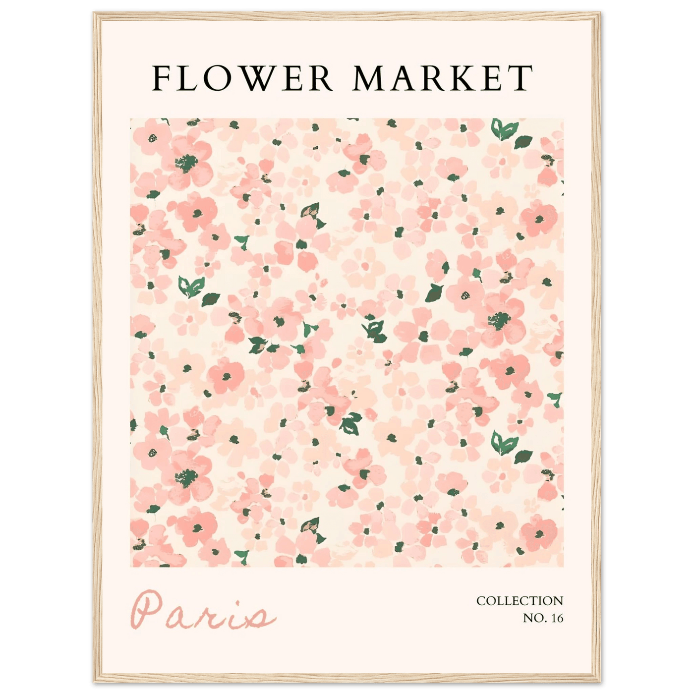 Paris Flower Market Framed Poster – Blush Floral Art Print | Ready-to-Hang Wall Decor in Multiple Sizes & Frame Finishes - Vibrantwalls