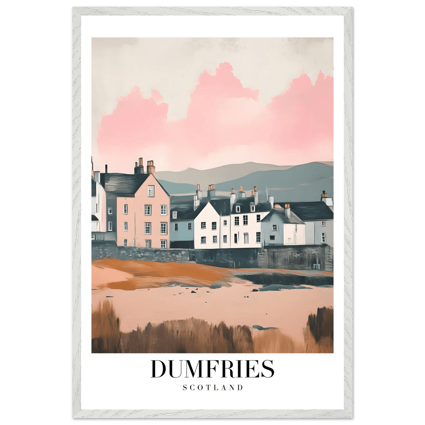 Dumfries Scotland Framed Poster – Pastel-Toned Vintage Travel Wall Art with Wooden Frame - Vibrantwalls
