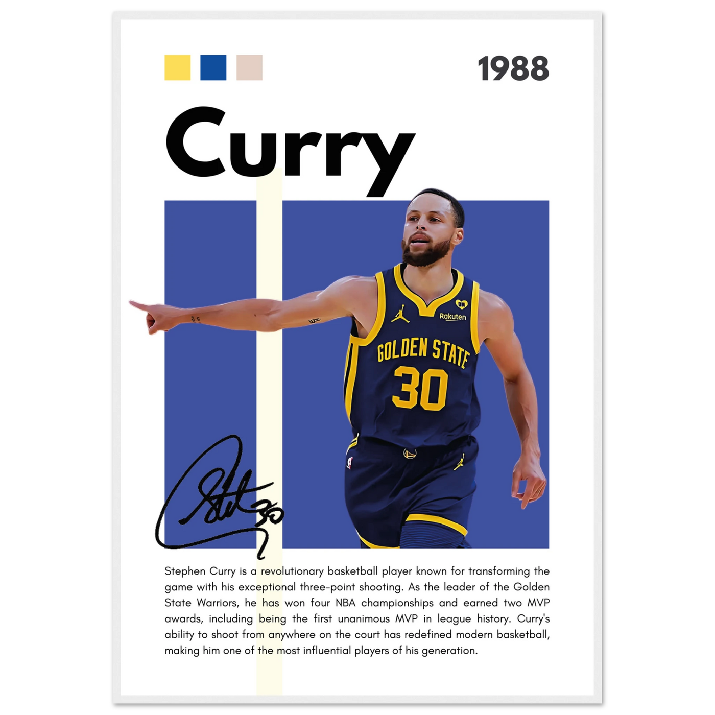 Stephen Curry Chef Curry Warriors Framed Poster 70x100 cm 28x40″ White frame Vibrantwalls