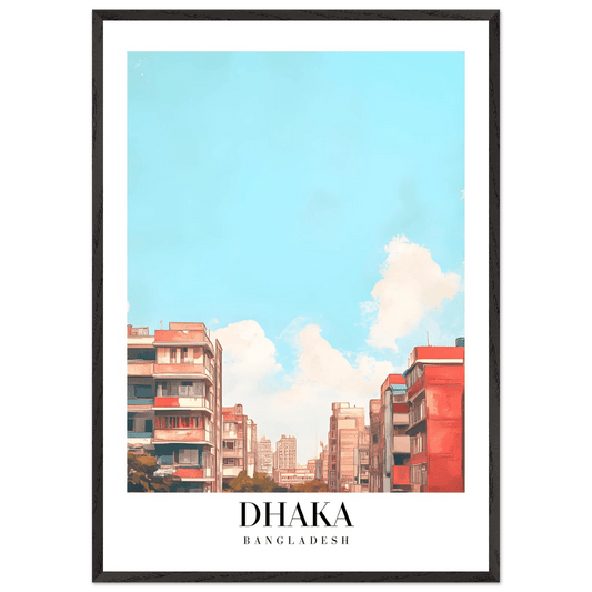 Dhaka Bangladesh Framed Poster – Pastel Cityscape Wall Art with Customizable Wooden Frame - Vibrantwalls