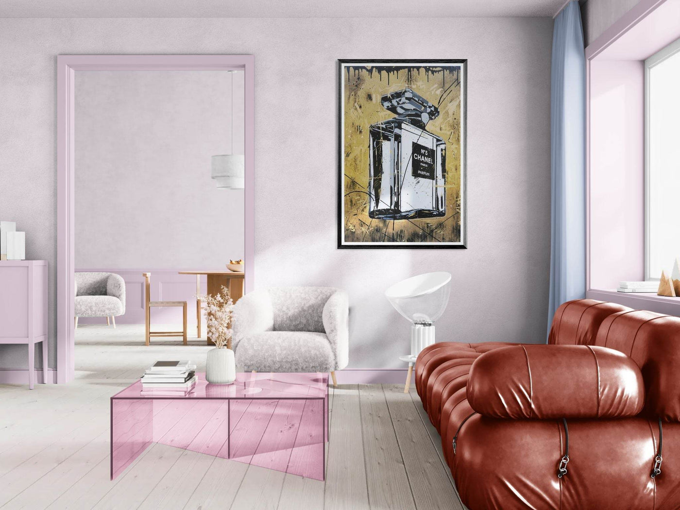 Abstract Chanel N°5 Art Print - Luxury Perfume Wall Art in Premium Mounted Frame - Vibrantwalls
