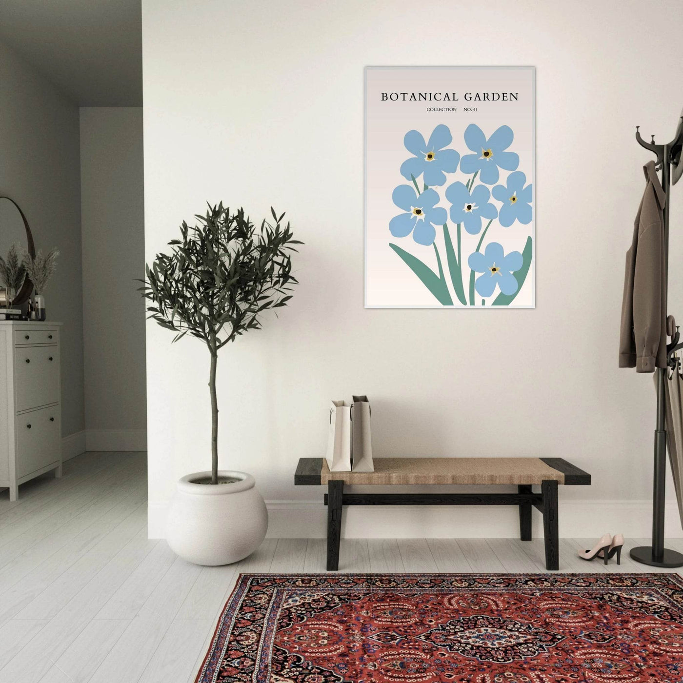 Botanical Garden Forget-Me-Nots Framed Poster - Soft Blue Floral Art Print | Ready-to-Hang Wall Decor - Vibrantwalls