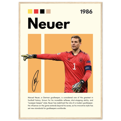 Manuel Neuer Goalkeeper Framed Football Legend Poster A1 (59.4 x 84.1 cm) Wood frame Vibrantwalls