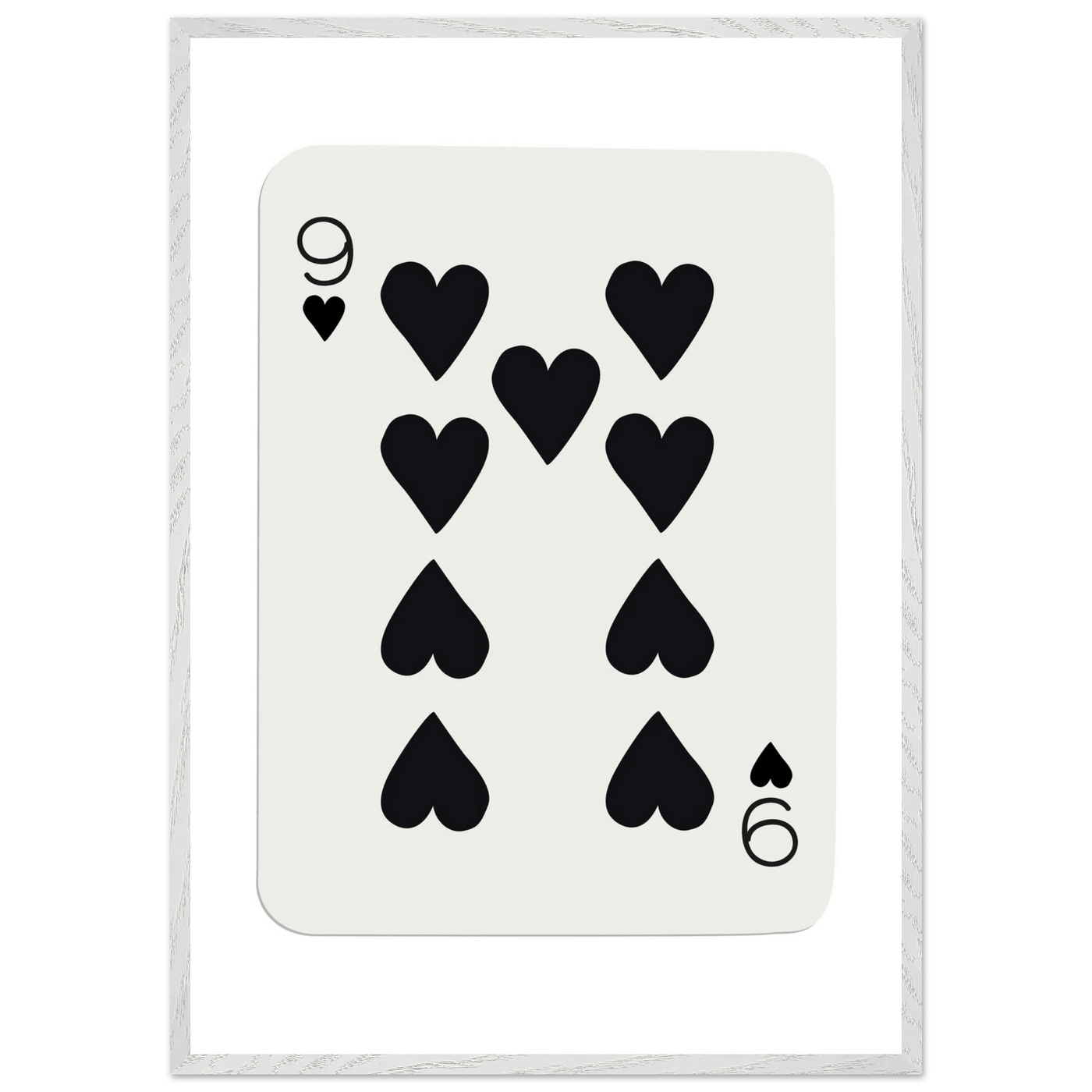 Minimalist Nine of Hearts Poker Card Print - Mounted Framed Eco-Friendly Wall Art in Various Sizes & Frame Finishes - Vibrantwalls