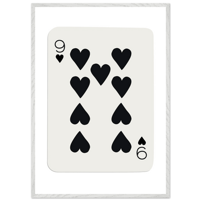 Minimalist Nine of Hearts Poker Card Print - Mounted Framed Eco-Friendly Wall Art in Various Sizes & Frame Finishes - Vibrantwalls