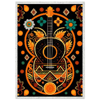 Boho Guitar Dreams Cubism Style Folk Art Design Poster Wall Art - Vibrantwalls