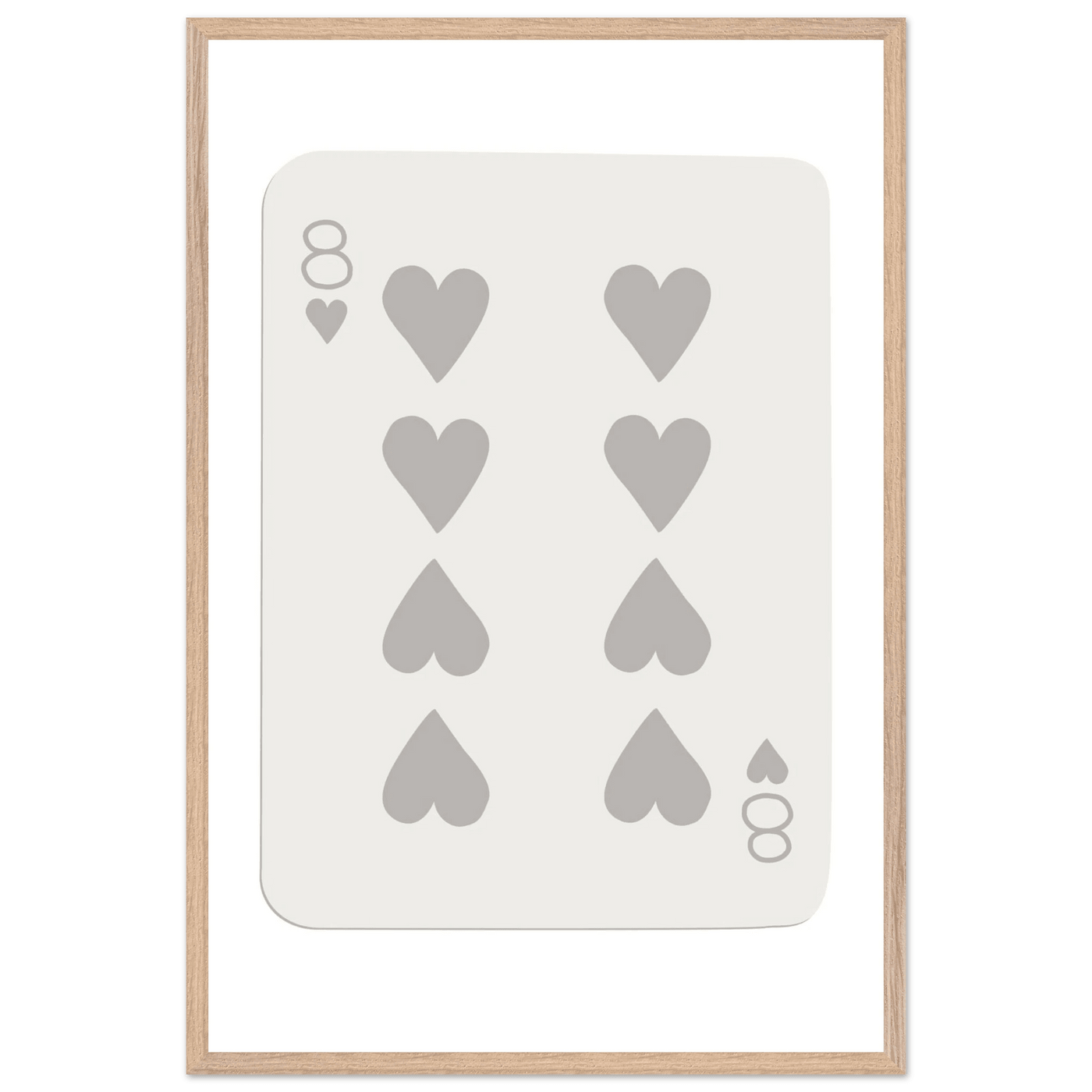Minimalist Eight of Hearts Poker Card Print - Mounted Framed Eco-Friendly Wood Art - Vibrantwalls