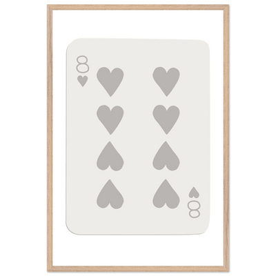 Minimalist Eight of Hearts Poker Card Print - Mounted Framed Eco-Friendly Wood Art - Vibrantwalls