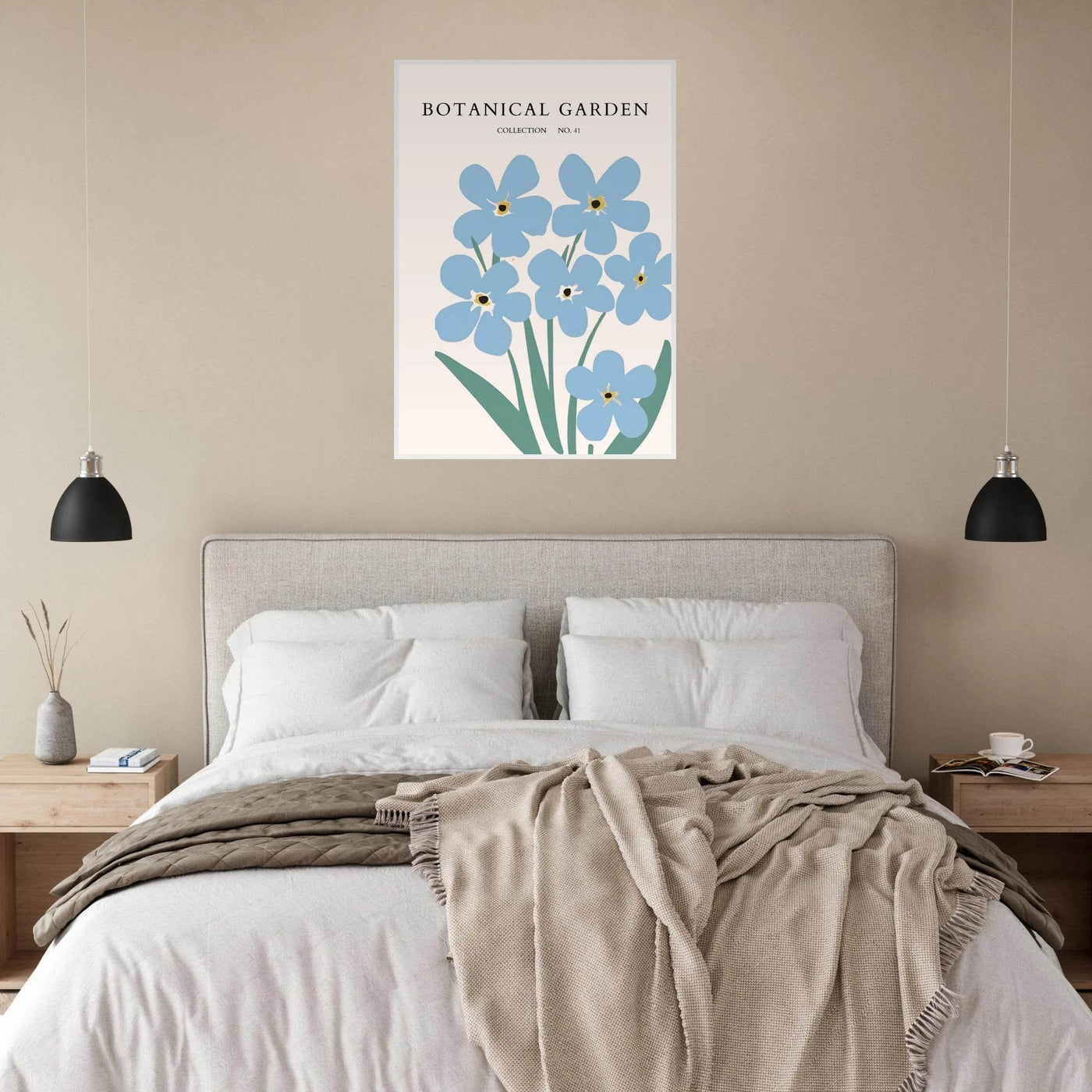 Botanical Garden Forget-Me-Nots Framed Poster - Soft Blue Floral Art Print | Ready-to-Hang Wall Decor - Vibrantwalls